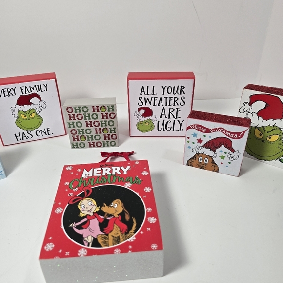 The grinch dr. Seuss lot of 7 block Pictures nwt - Picture 3 of 4